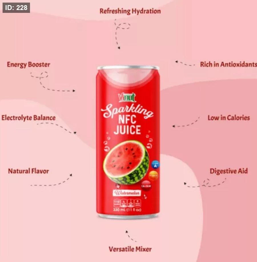 عصير غازي طبيعي بدون سكر مضاف 330مل